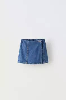 Джинсовая бермудская шорты ZARA, средне-синий