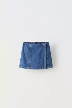 Джинсовая бермудская шорты ZARA, средне-синий