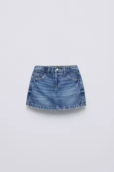 Джинсовая бермудская шорты ZARA, средне-синий
