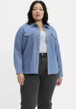 Джинсовая блузка Levi's Plus "ESSENTIAL WESTERN", с двумя нагрудными карманами и кнопками, цвет Going Steady