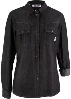 Джинсовая блузка на кнопках длинные рукава John Baner Jeanswear, черный
