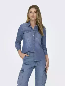 Джинсовая блузка ONLY "ONLALEXA L/S DNM SHIRT FS NOOS", синий