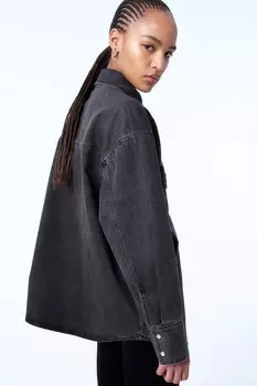 Джинсовая блузка оверсайз H&M, черный