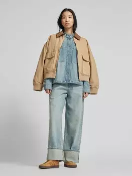 Джинсовая блузка прямого кроя с воротником-стойкой Jake*s Casual