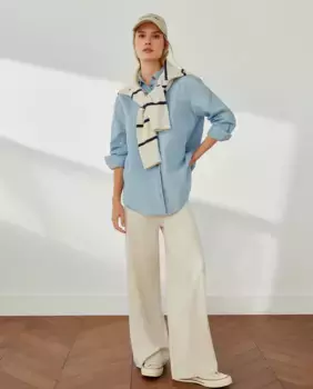 Джинсовая блузка рубашка Southern Cotton, бледно-голубой