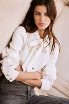 Джинсовая блузка с бантом Mint Velvet, бежевый