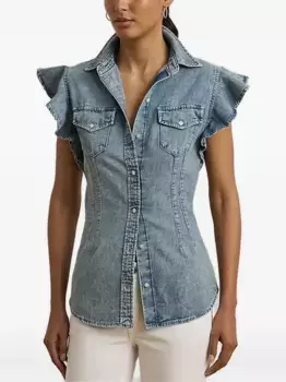 Джинсовая блузка с оборками Lauren Ralph Lauren, синий