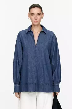 Джинсовая блузка с пышными рукавами Arket, синий