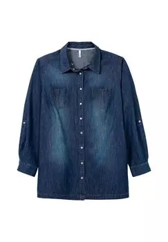 Джинсовая блузка с закатанными рукавами sheego, цвет Blue Denim