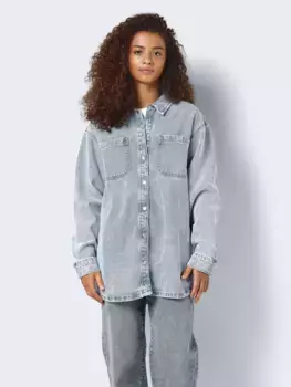Джинсовая блузка "шумный май" "NMALVA L/S DENIM SHACKET AZ352LB NOOS" Noisy May, голубой