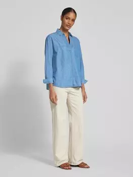 Джинсовая блузка свободного кроя из чистого хлопка с V-образным вырезом s.Oliver RED LABEL