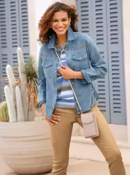 Джинсовая блузка в стиле casual Casual Looks, цвет Blue-Bleached