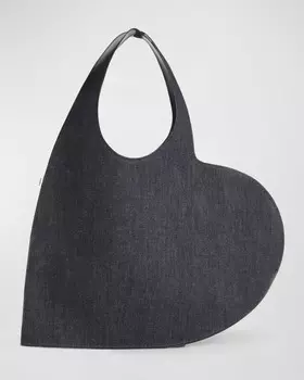 Джинсовая большая сумка с сердечками Coperni