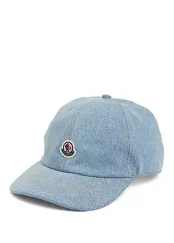 Джинсовая фактурная женская шапка Moncler, синий