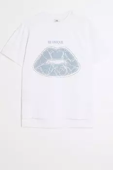 Джинсовая футболка для девочек River Island, белый