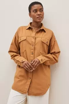 Джинсовая футболка оверсайз Next, коричневый