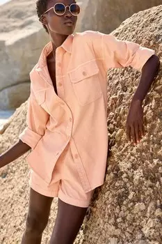 Джинсовая футболка оверсайз Next, розовый