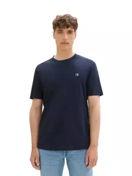 Джинсовая футболка TOM TAILOR "Crewneck" с небольшим логотипом Tom Tailor Denim, цвет морской волны