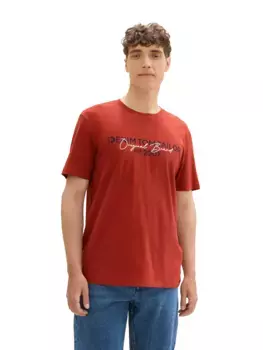 Джинсовая футболка TOM TAILOR с принтом логотипа Tom Tailor Denim, цвет Currant Red