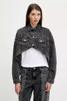 Джинсовая хлопковая куртка Karl Lagerfeld Jeans, черный