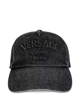 Джинсовая кепка с тисненым логотипом Versace, серый