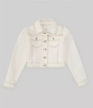 Джинсовая куртка A Loves A Big для девочек 7–16 лет с пышными рукавами, слоновая кость