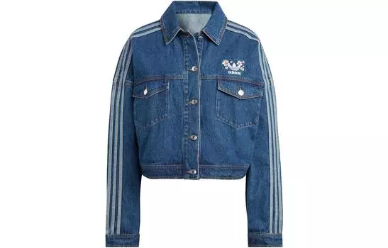 Джинсовая куртка Adidas Originals с вышитым логотипом, цвет Indigo
