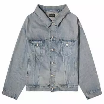 Джинсовая куртка Balenciaga Off Shoulder Denim, цвет Outback Blue