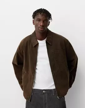 Джинсовая куртка Bershka, коричневый