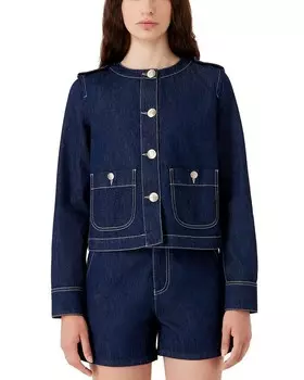 Джинсовая куртка без воротника Emporio Armani, синий