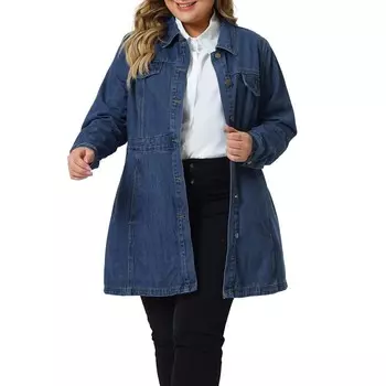 Джинсовая куртка больших размеров для женщин, джинсовые куртки с длинными рукавами и пуговицами Agnes Orinda, синий