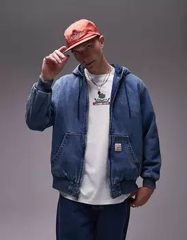 Джинсовая куртка-бомбер с капюшоном Levi's Workwear Capsule Potrero, свободный крой, цвет: средний