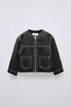 Джинсовая куртка-бомбер ZARA, черный