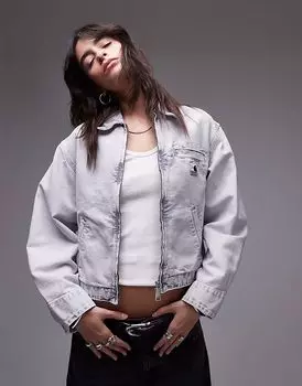 Джинсовая куртка Carhartt WIP Emery на молнии серого цвета