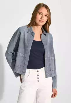 Джинсовая куртка Cecil, без капюшона, с планкой на пуговицах, синий