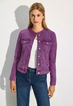 Джинсовая куртка Cecil, без капюшона, с воротником стойкой и планкой на пуговицах, цвет Iced Violet