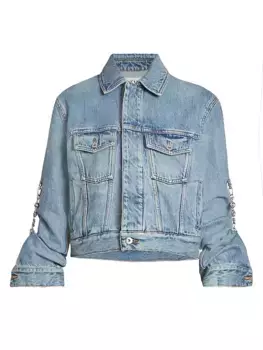 Джинсовая куртка-цепочка Loewe, цвет washed denim