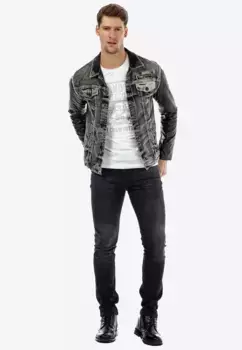 Джинсовая куртка Cipo & Baxx с контрастными швами, черный