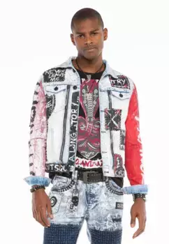 Джинсовая куртка Cipo & Baxx с нарисованными вручную граффити, голубой