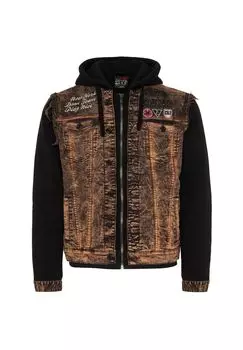 Джинсовая куртка CJ287 в роковом дизайне CIPO & BAXX, коричневый