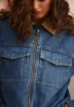 Джинсовая куртка CLEAN ZIP FRONT- REGULAR FIT Next, синий