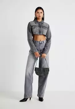 Джинсовая куртка CROPPED TRUCKER JACKET Weekday, черный