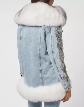 Джинсовая куртка Crystal Cable Philipp Plein, цвет Ice Frost