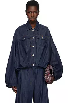 Джинсовая куртка цвета индиго с эффектом перекраски Dries Van Noten
