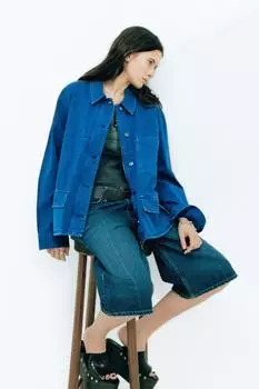 Джинсовая куртка цвета trf ZARA, цвет Bluish