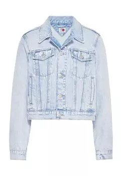Джинсовая куртка, декоративные швы, нагрудные карманы, женская TOMMY Jeans, цвет Denim Light
