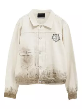 Джинсовая куртка Depressed Rich Kids Type VIII с графическим принтом и потертостями Enfants Riches Dprims, нейтральный