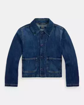 Джинсовая куртка для девочек с логотипом Polo на спине Polo Ralph Lauren, синий