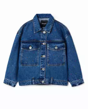 Джинсовая куртка для девочки с эффектом потертости Desigual, синий