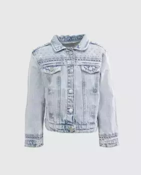 Джинсовая куртка для девочки с карманами IKKS, светло-голубой